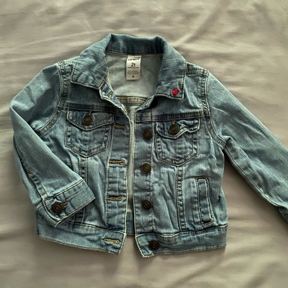 SOLD Like New Jean Jacket with Embroidered Heart 2T - Picture 2 of 4